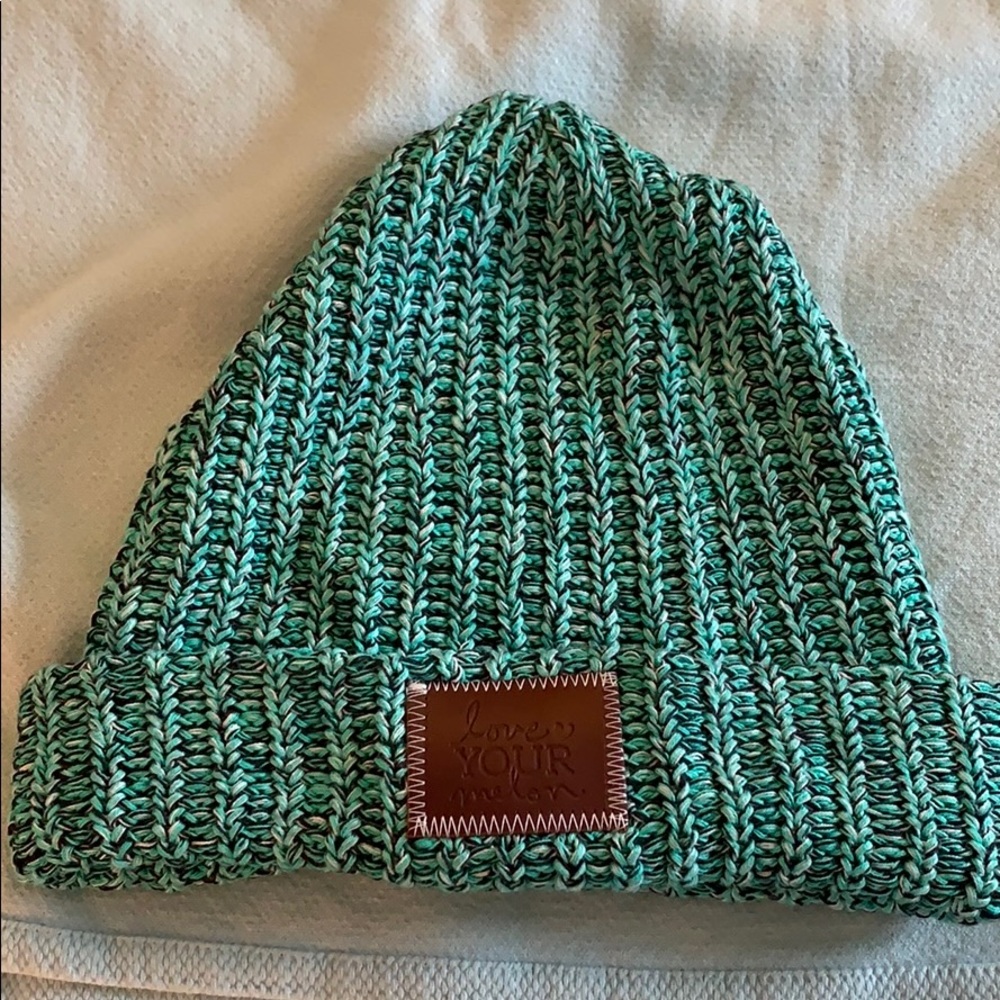 Love Your Melon Mint Green and Black Knit Beanie